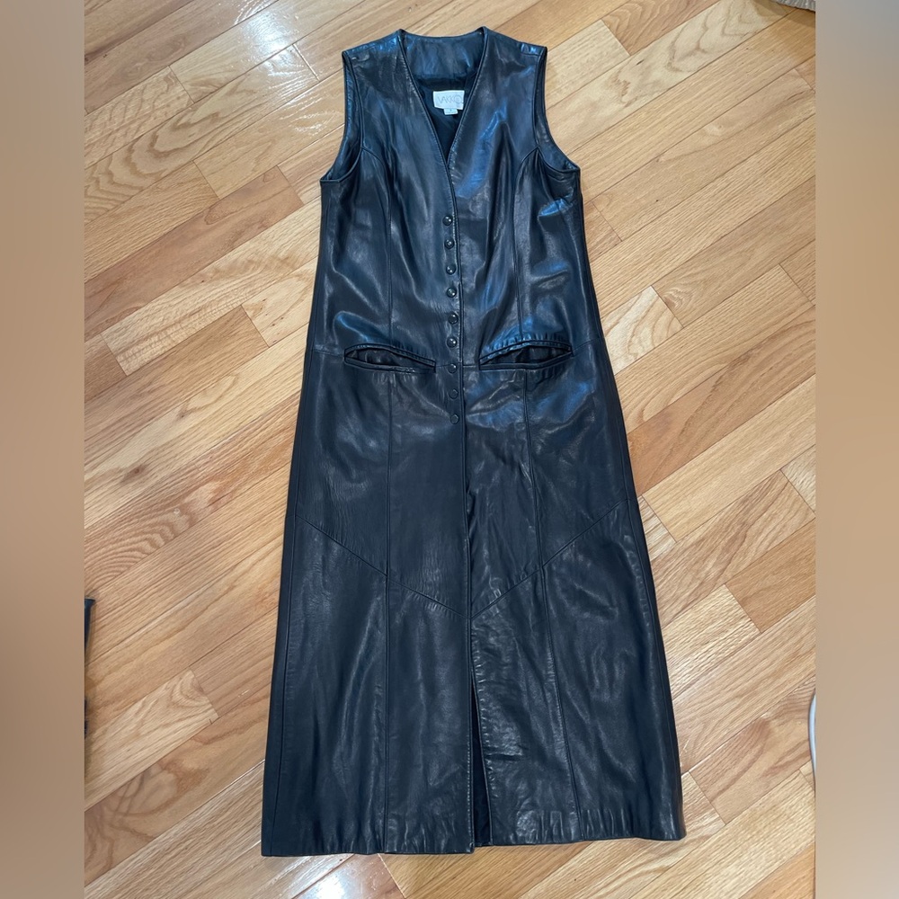 Vakko Preimum Black Leather Dress